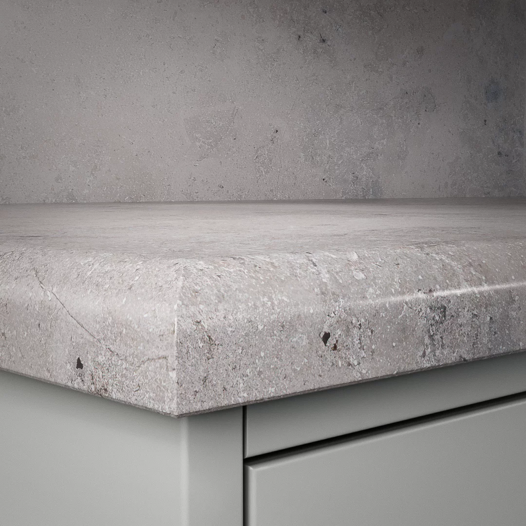 Detaljbild av DecoForms bänkskiva Dietfurt Grey (Kantbearbetning: Halvrund)