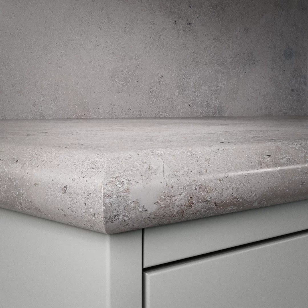 Detaljbild av DecoForms bänkskiva Dietfurt Grey (Kantbearbetning: Helrund)