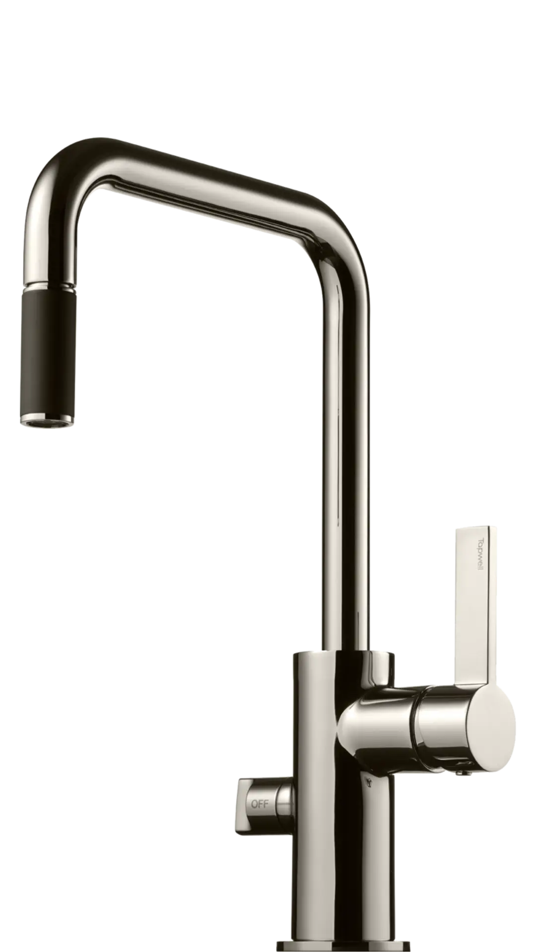Närbild av DecoForms köksblandare/diskho ARM587 Platinum