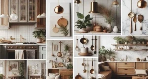 En moodboard på vackra köksdetaljer i naturliga färger